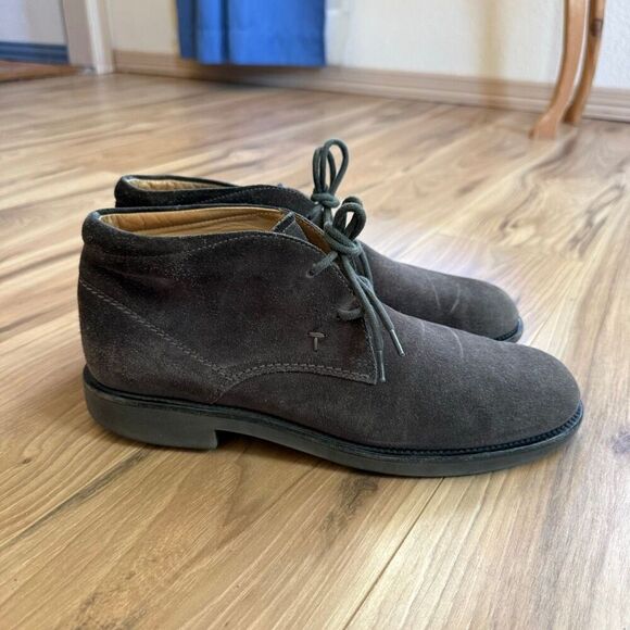 Tods Dark Brown Suede Leather Lace Up Almond Toe Chukka Ankle Boots Shoes Size 8 main image 11